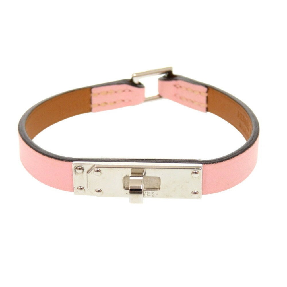 HERMES Pink Leather Charm Bracelet